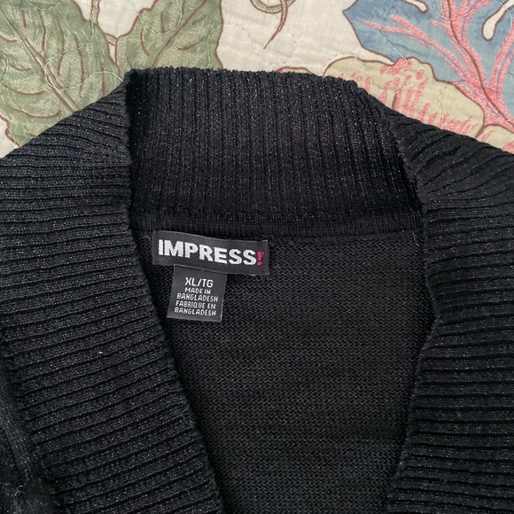 Black Sparkly 3/4 Sleeve Cardigan - Picture 2 of 6